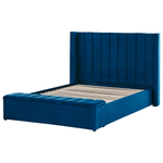 Bett mit Stauraumbank Samtstoff NOYERS 140 x 200 cm Marineblau