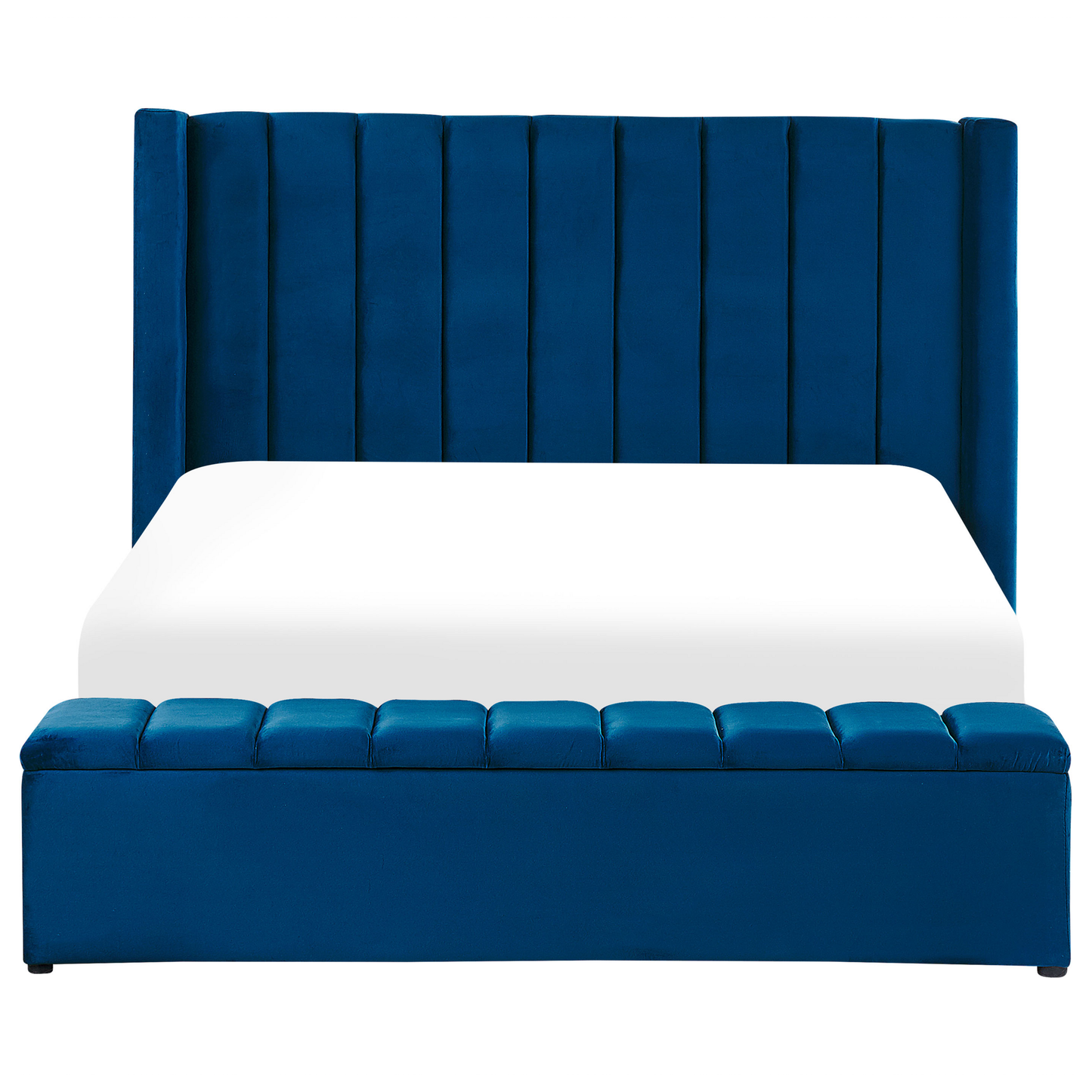 Bett mit Stauraumbank Samtstoff NOYERS 160 x 200 cm Marineblau
