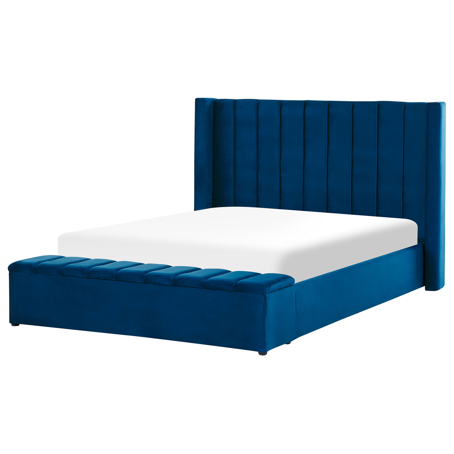 Bett mit Stauraumbank Samtstoff NOYERS 160 x 200 cm Marineblau