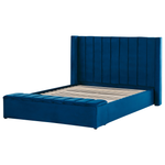 Bett mit Stauraumbank Samtstoff NOYERS 160 x 200 cm Marineblau