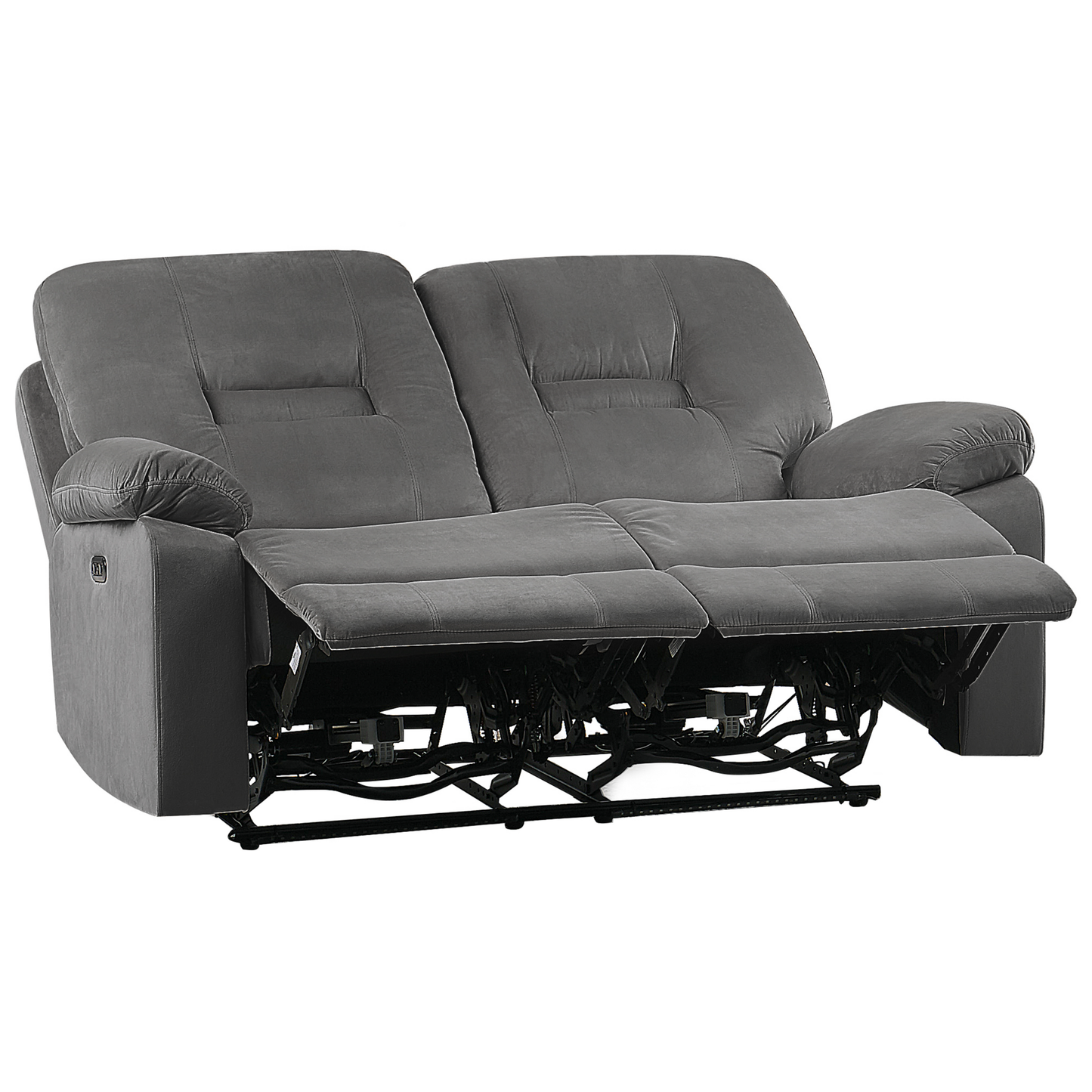 2-Sitzer Sofa Samtstoff dunkelgrau LED-Beleuchtung USB-Port elektrisch verstellbar BERGEN