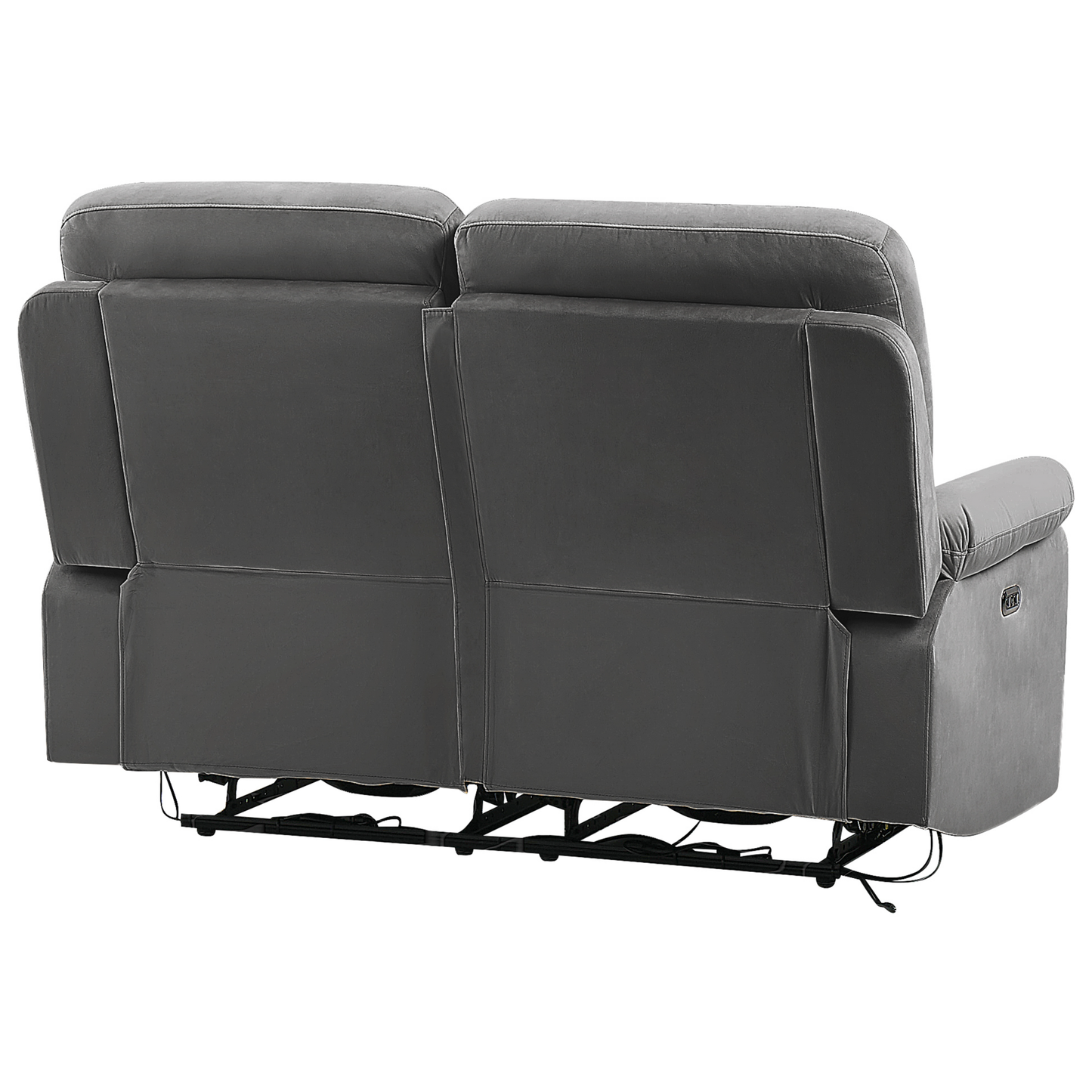 2-Sitzer Sofa Samtstoff dunkelgrau LED-Beleuchtung USB-Port elektrisch verstellbar BERGEN