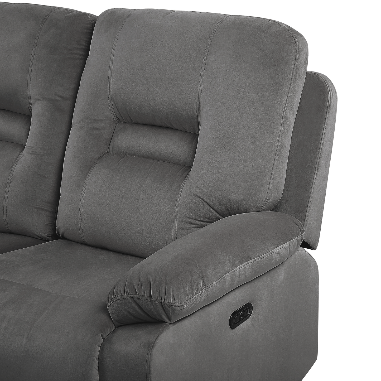 2-Sitzer Sofa Samtstoff dunkelgrau LED-Beleuchtung USB-Port elektrisch verstellbar BERGEN