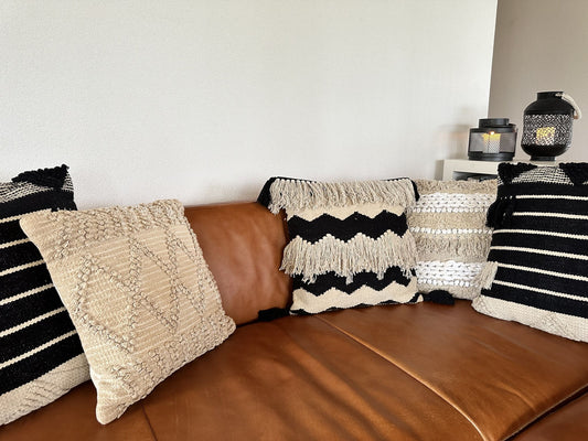 Dekokissen 2er Set HYDRANGEA Baumwolle 45 x 45 cm Hellbeige Geometrisches Muster
