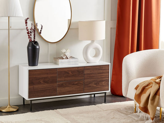 Schrank OKLAND 55 cm Holzoptik Weiss