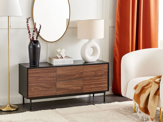 Schrank OKLAND 55 cm Holzoptik Schwarz