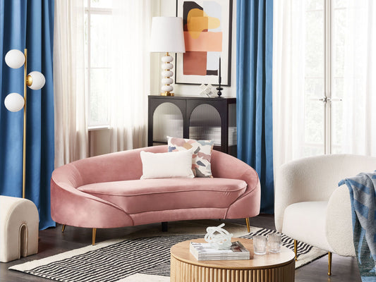 3-Sitzer Sofa Samtstoff pastellrosa / gold SAVAR