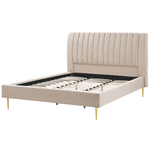 Bett mit Lattenrost Samtstoff MARVILLE 180 x 200 cm Sandbeige