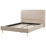 Bett mit Lattenrost Samtstoff MARVILLE 160 x 200 cm Sandbeige