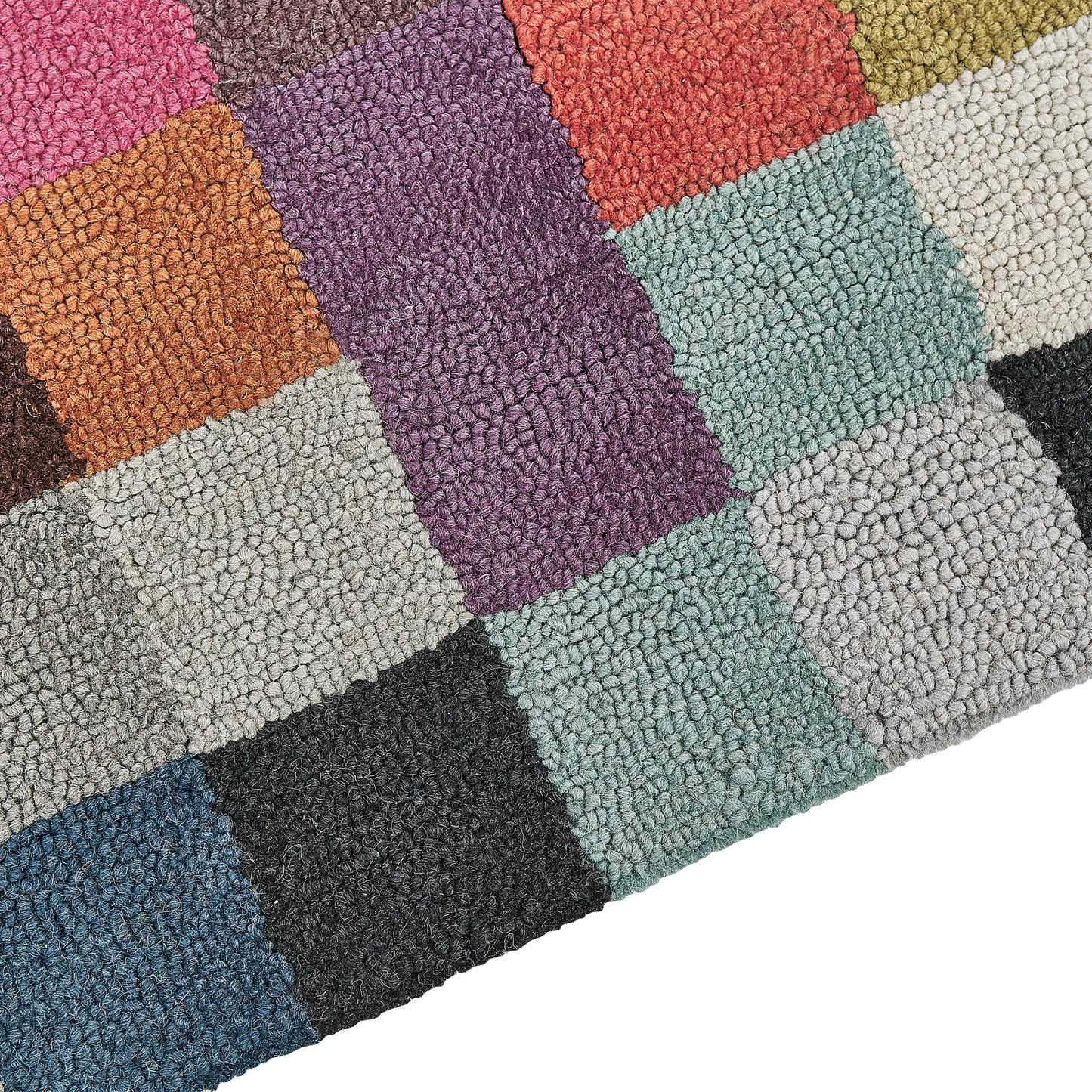 Teppich Wolle mehrfarbig 200 x 200 cm kariertes Muster Kurzflor KANDIRA
