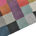 Teppich Wolle mehrfarbig 200 x 200 cm kariertes Muster Kurzflor KANDIRA