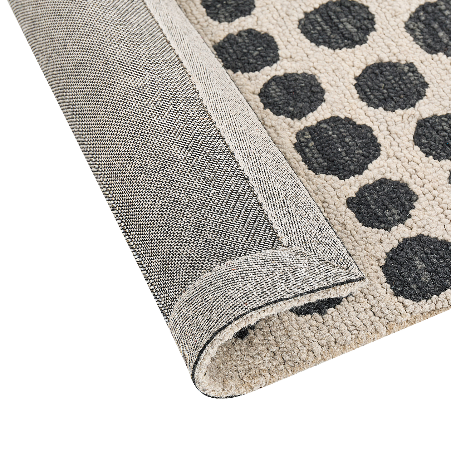 Teppich beige / schwarz 80 x 150 cm gepunktetes Muster HAVRAN