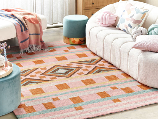 Teppich mehrfarbig geometrisches Muster 140 x 200 cm YOMRA