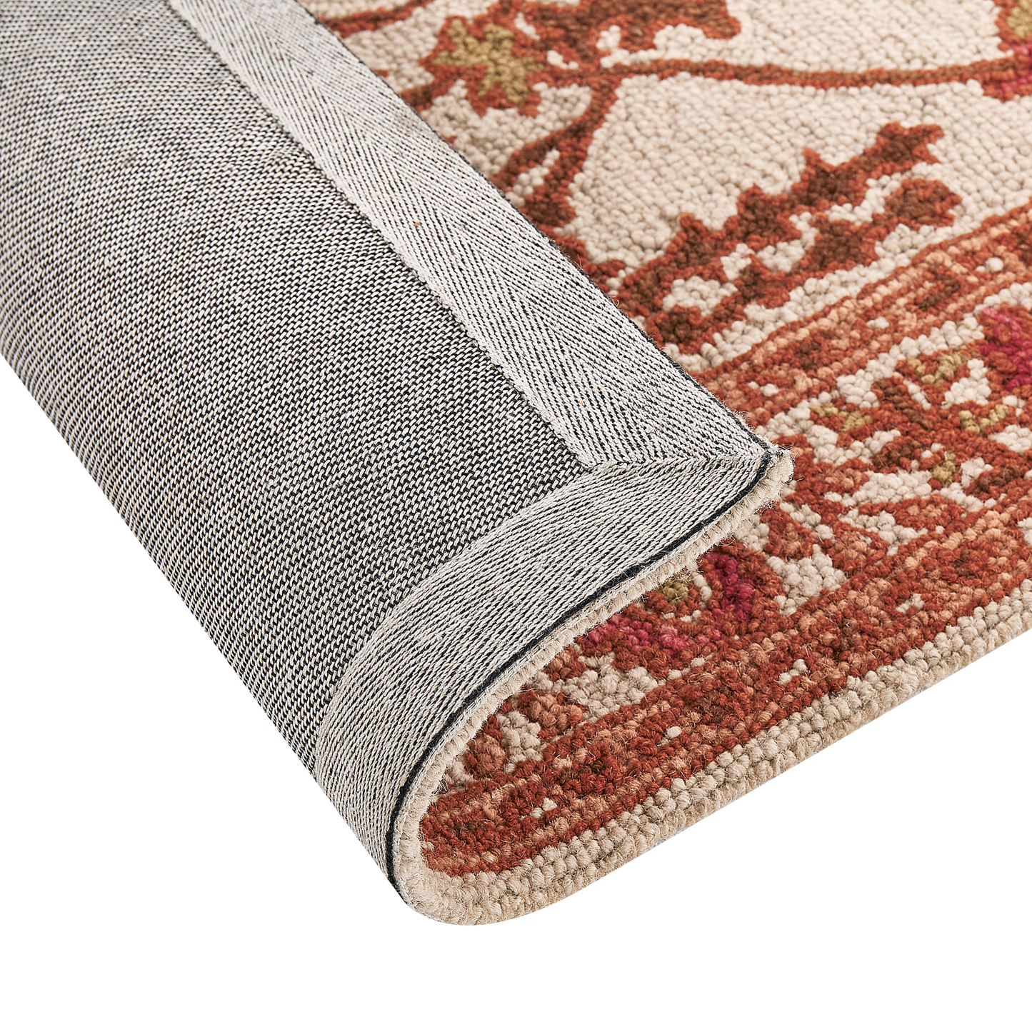 Teppich Wolle orange / beige 80 x 150 cm orientalisches Muster Kurzflor ADILCEVAZ