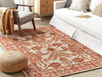 Teppich Wolle orange / beige 200 x 200 cm orientalisches Muster Kurzflor ADILCEVAZ