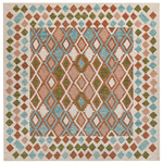 Teppich Wolle mehrfarbig 200 x 200 cm geometrisches Muster Kurzflor ERMENEK