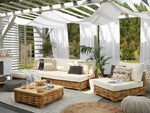 Lounge Set mit Tisch 4-Sitzer VARALLO rechtsseitig modular Rattan Naturfarben
