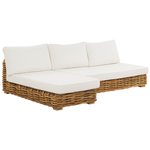 Lounge Set mit Tisch 4-Sitzer VARALLO rechtsseitig modular Rattan Naturfarben