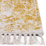 Teppich Viskose senfgelb / beige 80 x 150 cm orientalisches Muster Kurzflor BOYALI