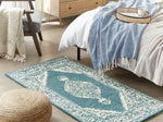 Teppich Wolle weiss / blau 80 x 150 cm GEVAS