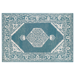 Teppich Wolle weiss / blau 140 x 200 cm GEVAS