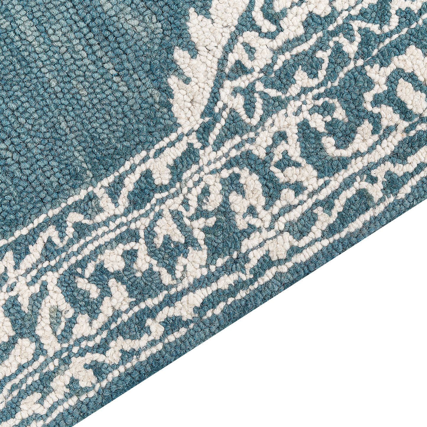 Teppich Wolle weiss / blau 140 x 200 cm GEVAS