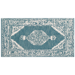 Teppich Wolle weiss / blau 80 x 150 cm GEVAS