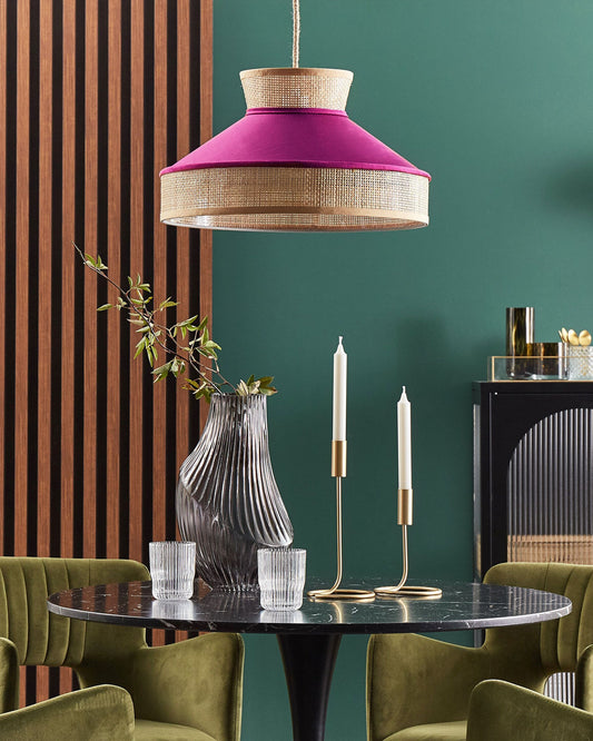 Hängelampe BATALI Rattan Fuchsia