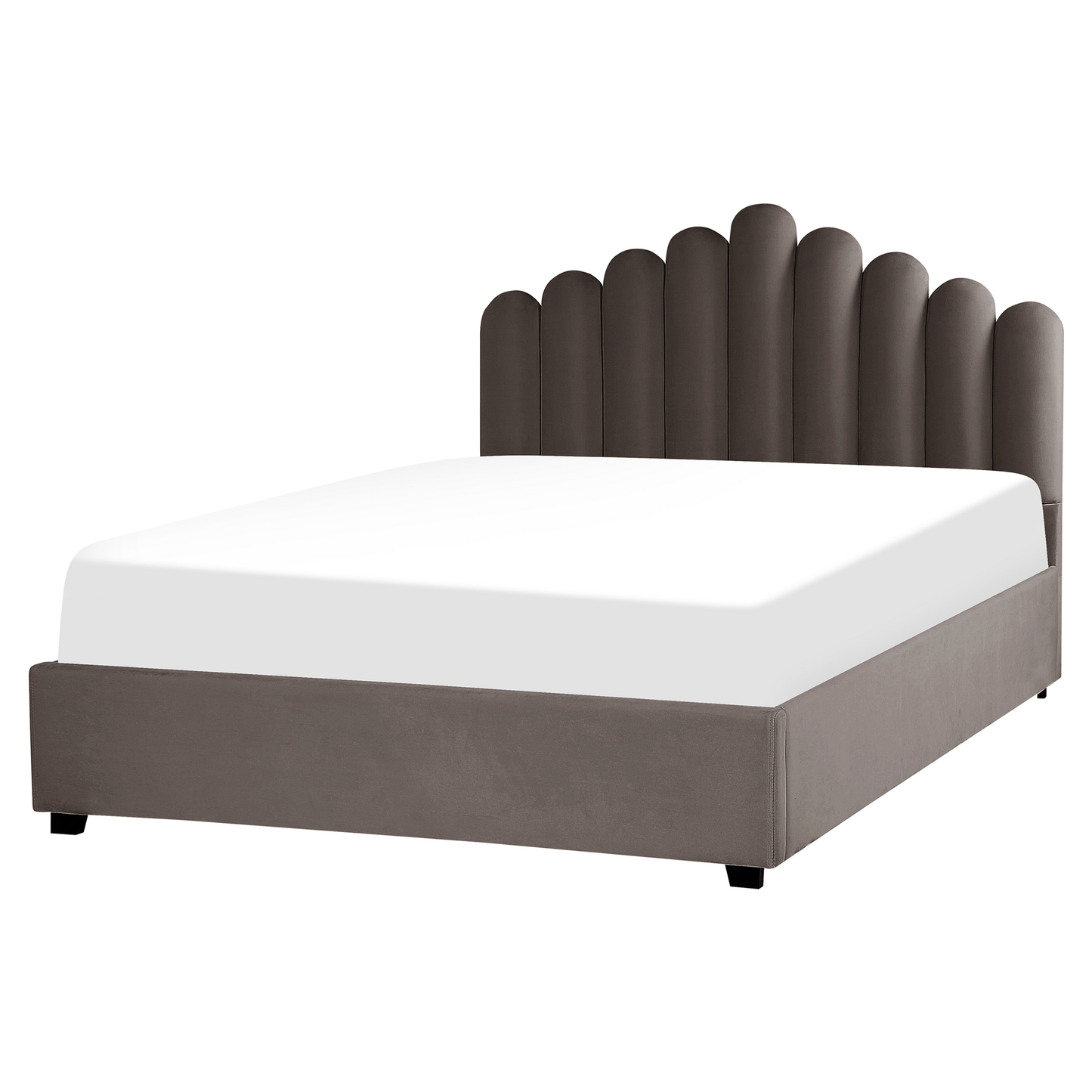 Bett mit Stauraum Samtstoff VINCENNES 160 x 200 cm Taupe