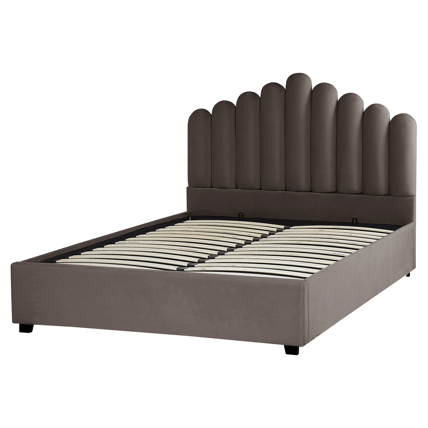Bett mit Stauraum Samtstoff VINCENNES 160 x 200 cm Taupe