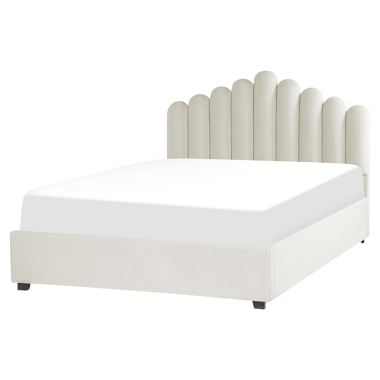 Bett mit Stauraum Samtstoff VINCENNES 160 x 200 cm Cremeweiss