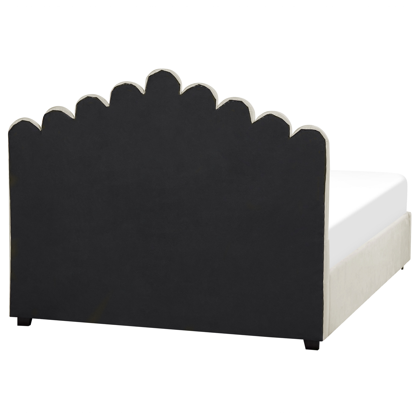 Bett mit Stauraum Samtstoff VINCENNES 160 x 200 cm Cremeweiss