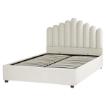 Bett mit Stauraum Samtstoff VINCENNES 160 x 200 cm Cremeweiss