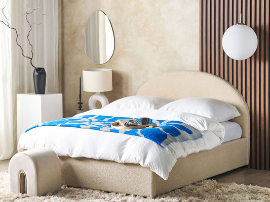 Bett mit Stauraum Bouclé VAUCLUSE 160 x 200 cm Beige