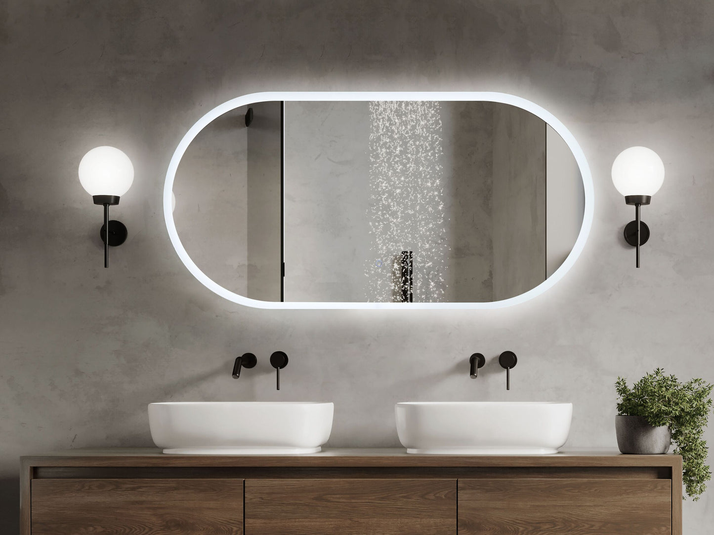 LED-Badezimmer-Spiegel CHATEAUROUX 120 cm 60 cm Silber