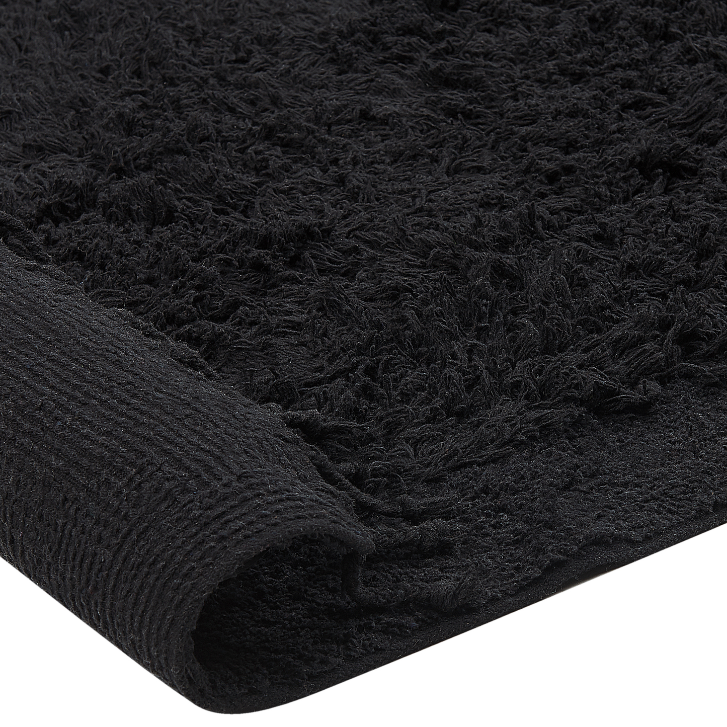 Teppich Baumwolle schwarz 80 x 150 cm Fransen Shaggy BITLIS