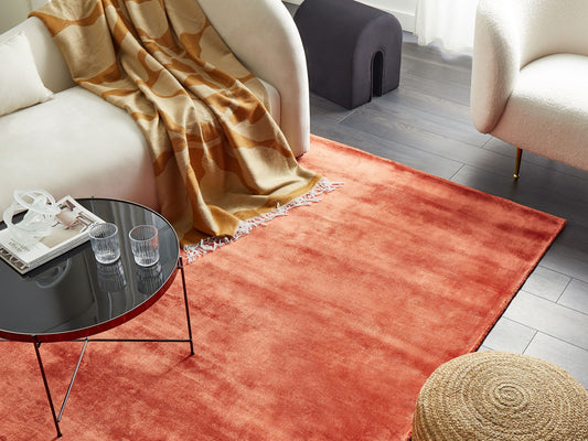 Teppich Viskose orange 140 x 200 cm Kurzflor GESI II