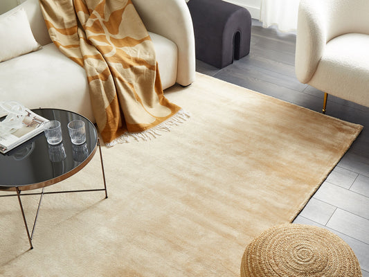 Teppich Viskose sandbeige 140 x 200 cm Kurzflor GESI II