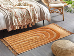 Teppich Baumwolle orange 80 x 150 cm geometrisches Muster Fransen Kurzflor HAKKARI