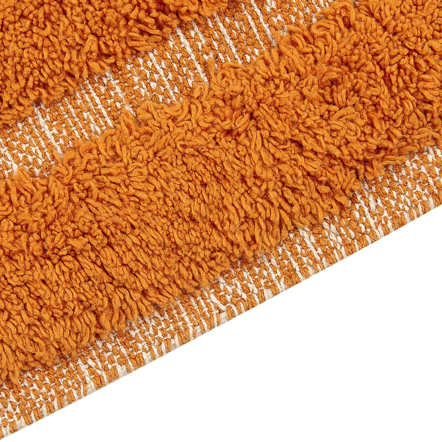 Teppich Baumwolle orange 80 x 150 cm geometrisches Muster Fransen Kurzflor HAKKARI