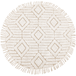 Teppich Baumwolle hellbeige ⌀ 140 cm Fransen HORASAN