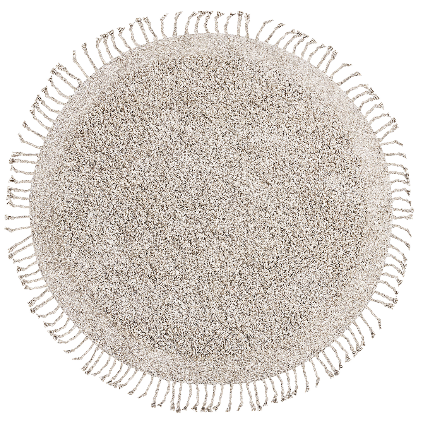 Teppich Baumwolle hellbeige ⌀ 140 cm Fransen Shaggy BITLIS