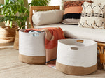 Textilkorb Baumwolle weiss / beige 2er Set KAHAN
