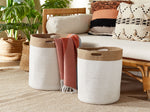 Textilkorb Baumwolle weiss / beige 2er Set KARDH