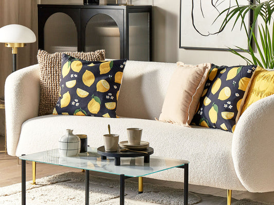 Dekokissen 2er Set CITRUS 45 x 45 cm Schwarz Pflanzenmuster