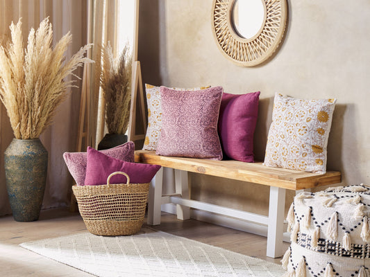 Dekokissen 2er Set ROMNEYA Samtstoff 45 x 45 cm Rosa Blumenmuster