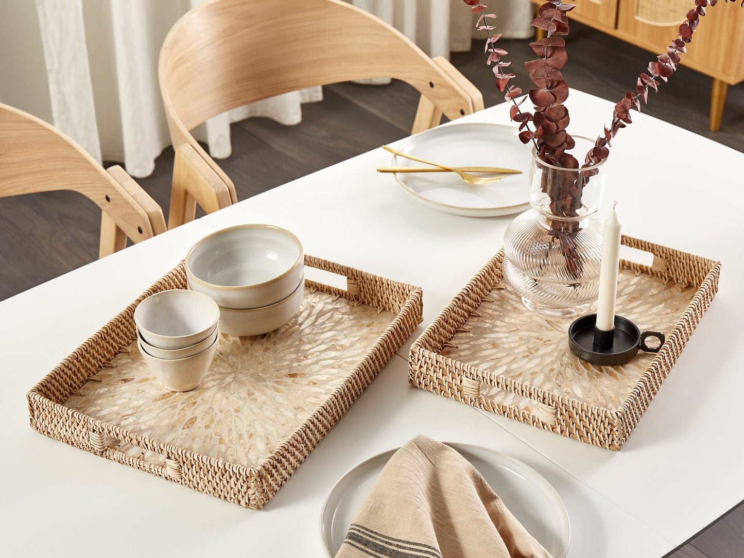 Dekotablett Rattan natürlich 2er Set NDEBELE