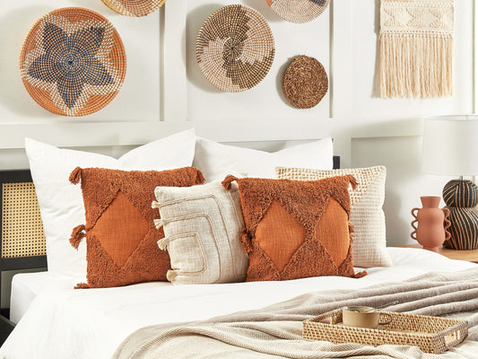 Dekokissen 2er Set AVIUM Baumwolle 45 x 45 cm Orange Geometrisches Muster