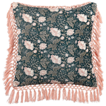 Dekokissen 2er Set PARROTIA Samtstoff 45 x 45 cm Blaugrün Blumenmuster