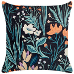 Dekokissen 2er Set OSMUNDA Samtstoff 45 x 45 cm Schwarz Blumenmuster